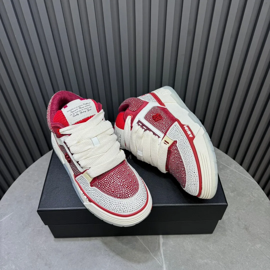 Men's men's shoes 💰800 AMIRI Amir Couple's new hot brick high street sneakers with bone sports shoes, toe-layer cowhide upper, upper side bones, purely hand-stitched, with good three-dimensional effect, customized metal LOGO, code number 35-44 (45, 46 customized)